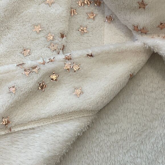 ~ Crewcuts Med Fleece Robe Kids Rose Gold Stars Cream Ivory Girl's Copper J.Crew - Picture 11 of 16